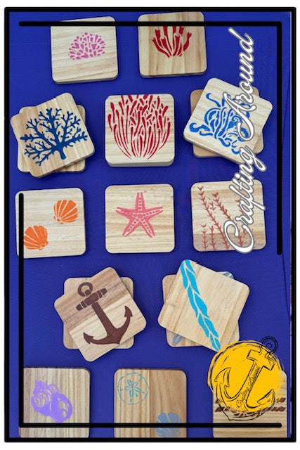 Set of 4 Handmade Square Drink Coasters