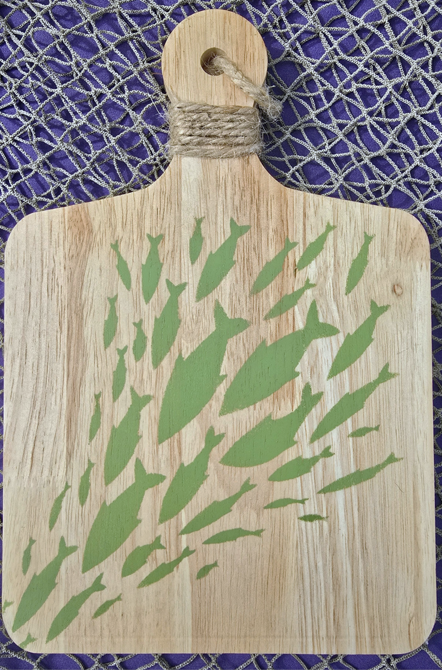 Green Fish Handcrafted Wood Cutting Board (Decor Only)