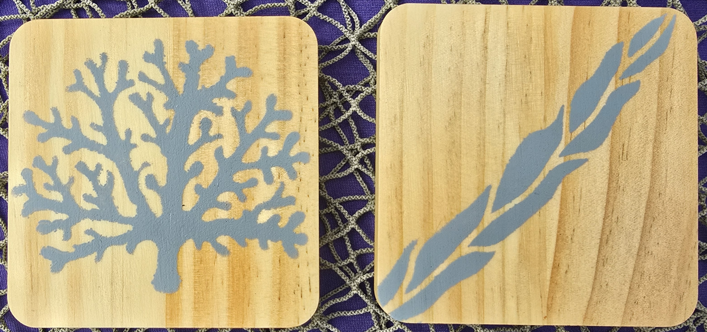 Set of 2 Grey Hand Designed Square Drink Coasters