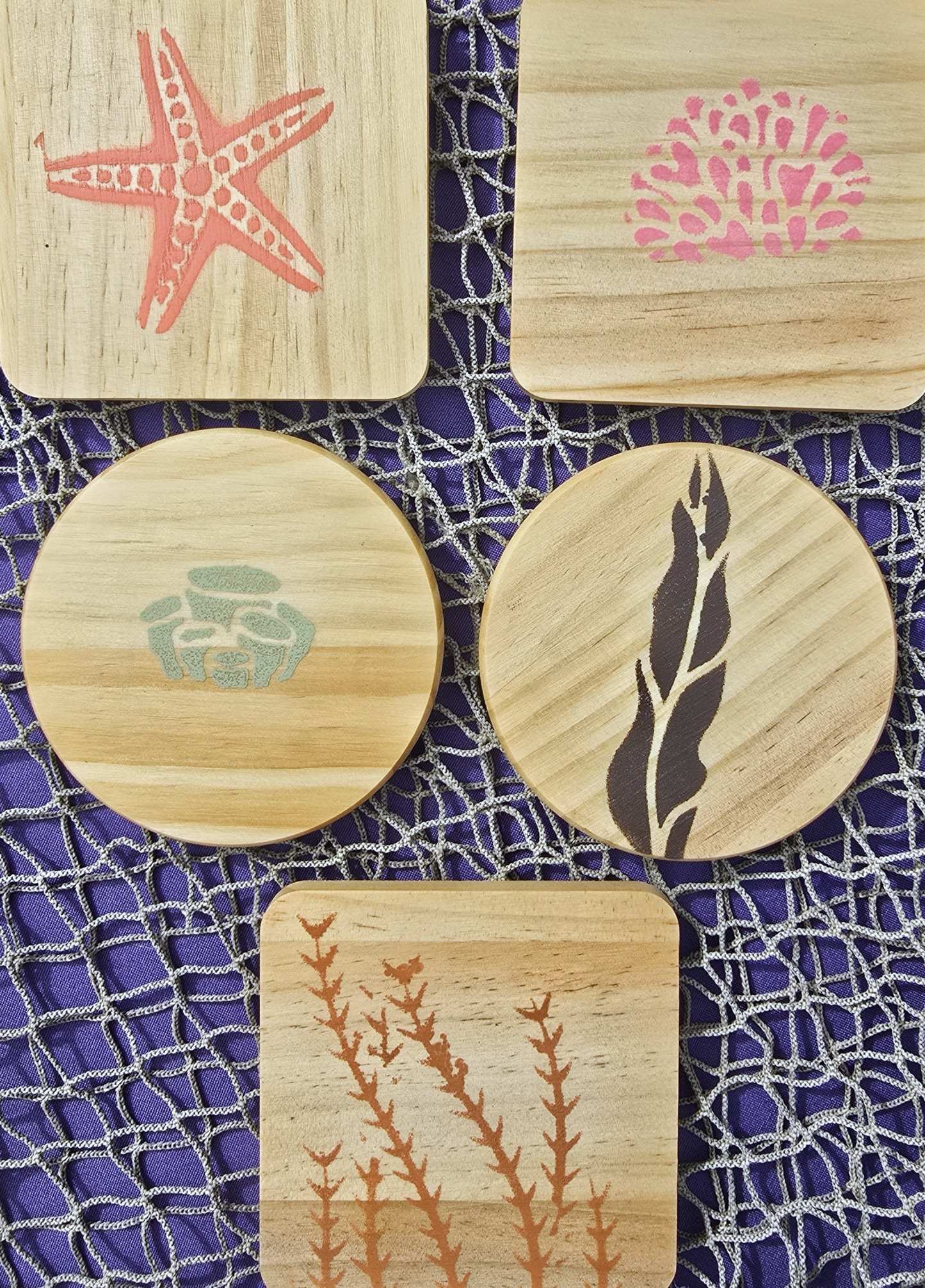 Set of 5 Handcrafted Multi Drink Coasters